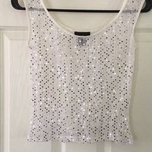 Sheer White Glitter Tank Top - The Limited